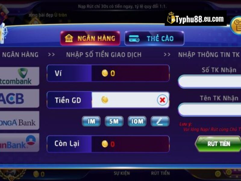 Ảnh minh họa cho phần hướng dẫn rút tiền Typhu88